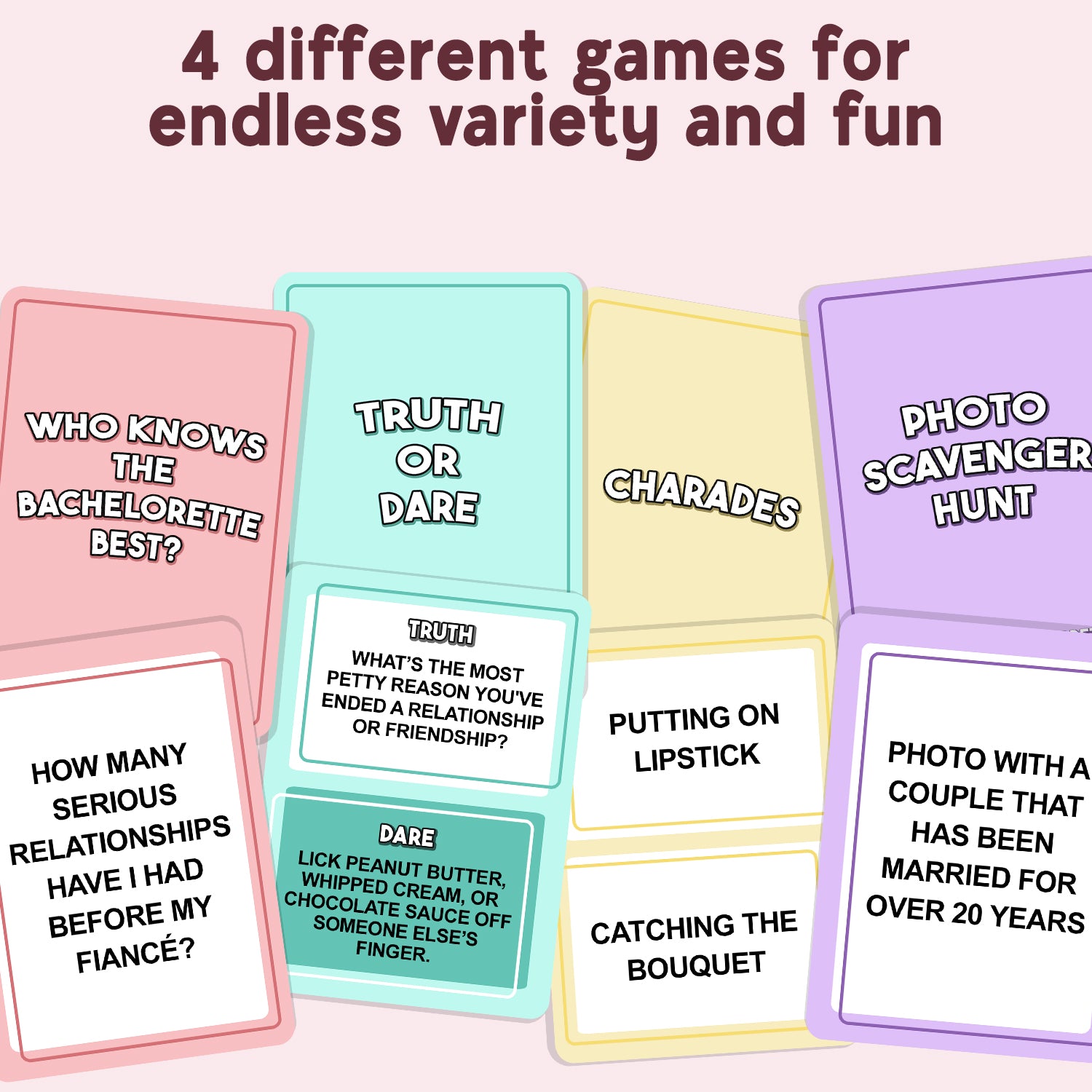 The Greatest Bachelorette Party Game Bundle - 4 Games in 1, Perfect for Girls Night or Bridal Shower