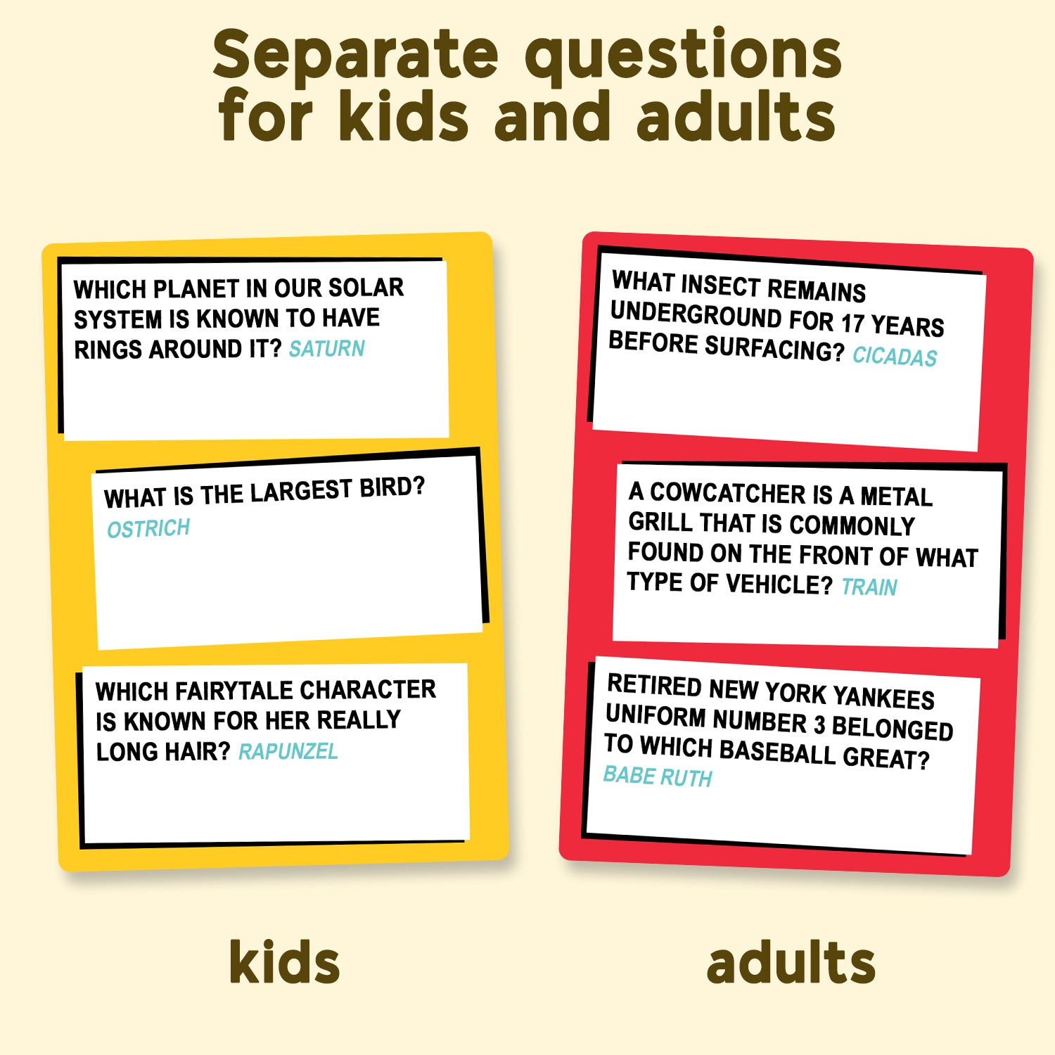 Who Knows More? Kids or Adults - the Ultimate Trivia Game for Kids, Teens and Adults