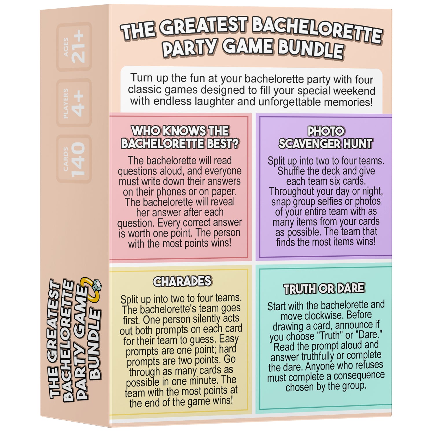 The Greatest Bachelorette Party Game Bundle - 4 Games in 1, Perfect for Girls Night or Bridal Shower